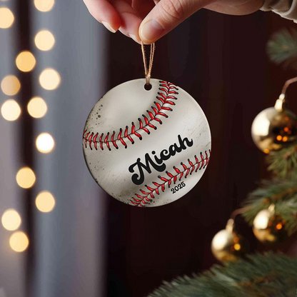 Custom Sports Christmas Acrylic Ornament, Personalized Name Christmas Tree Decor Gift For Sports Fans