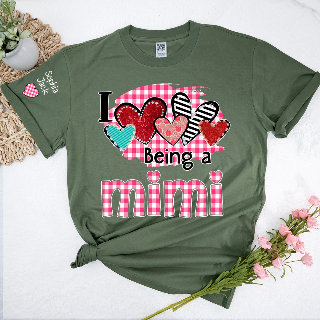 Valentine Mimi Crewneck T-shirt, Cute Heart Family Love Design, For Gift Grandma And Kids