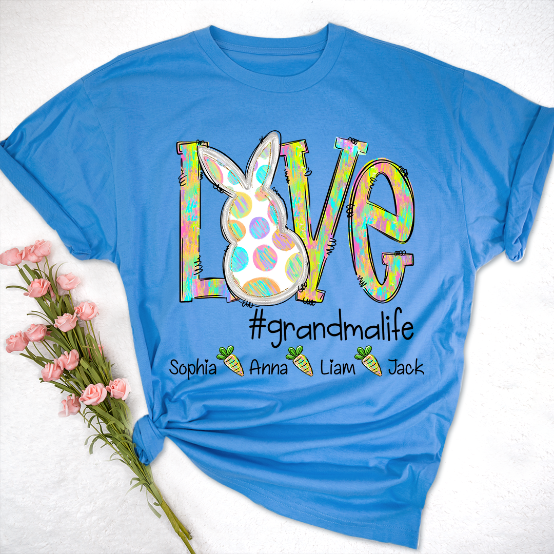 Love Grandma Life Rainbow Easter Egg Bunny And Kids Carrot LTP01