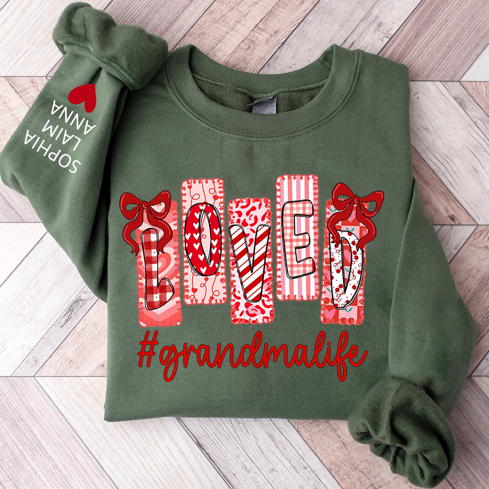 Personalized Love Grandma Life Sweatshirt, Custom Valentine Heart Design