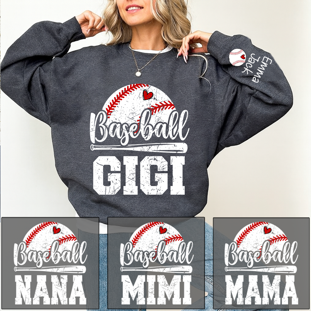 Custom Baseball Gigi Sweatshirt, Graphic Tee With Baseball And Heart Design for Gift Grandma And Kids