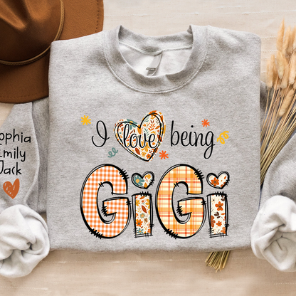 Personalized Autumn I Love Being Sweatshirt for Grandma And Kids