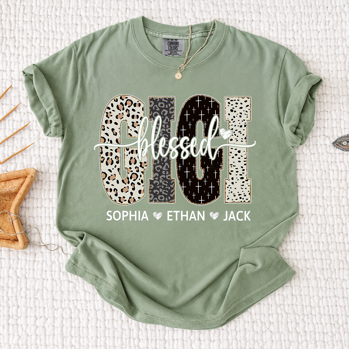 Comfort Colors® Bible Style Design, Custom Gift For Blessed Gigi And Her Grandchildren
