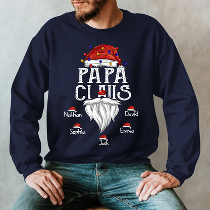 Hat Santa With Christmas Lights, Gift For Grandpa, Custom Give Papa And Kids Sweatshirt