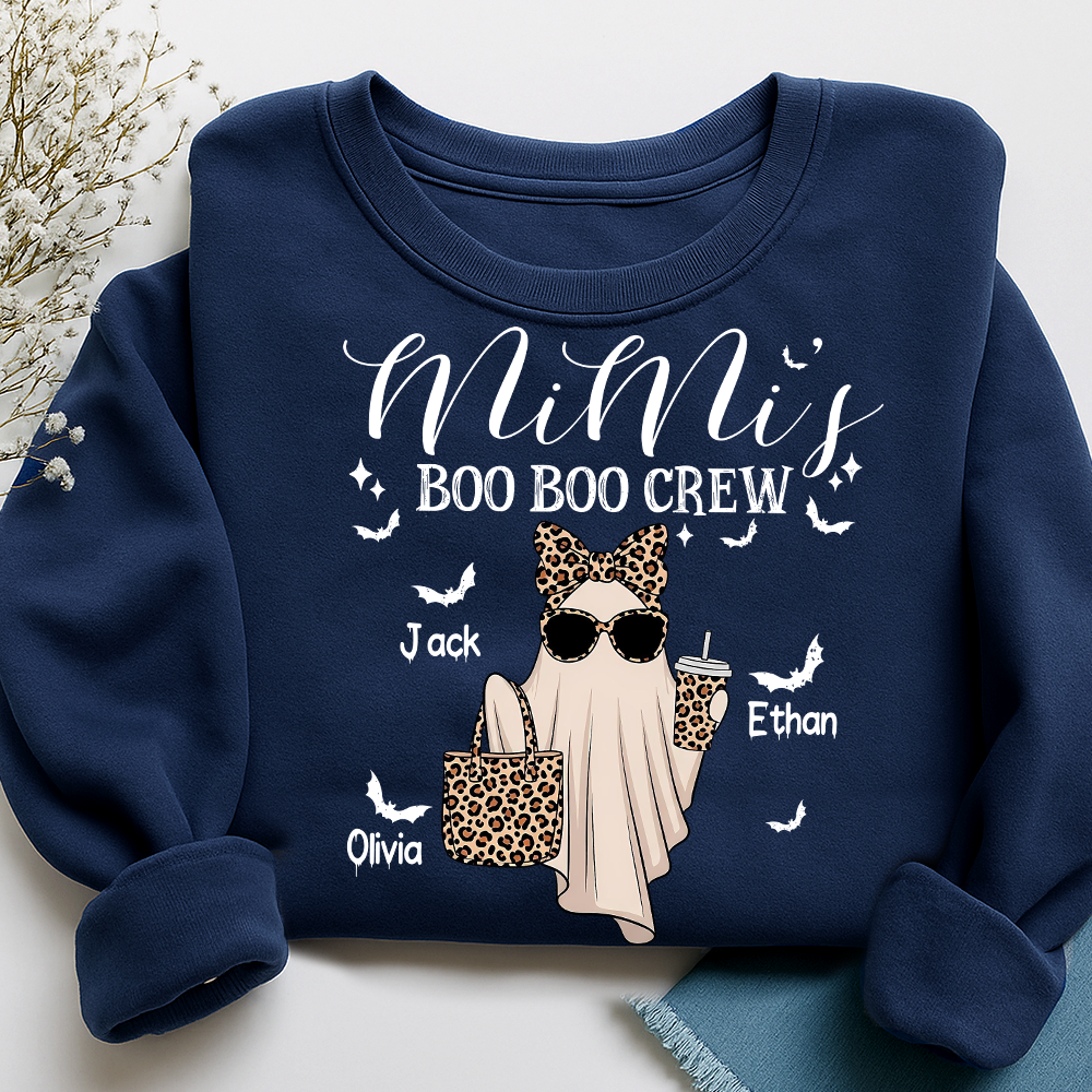Mimi's Boo Crew Halloween Sweatshirt, Personalized Ghost Family Shirt for Grandma And Kids