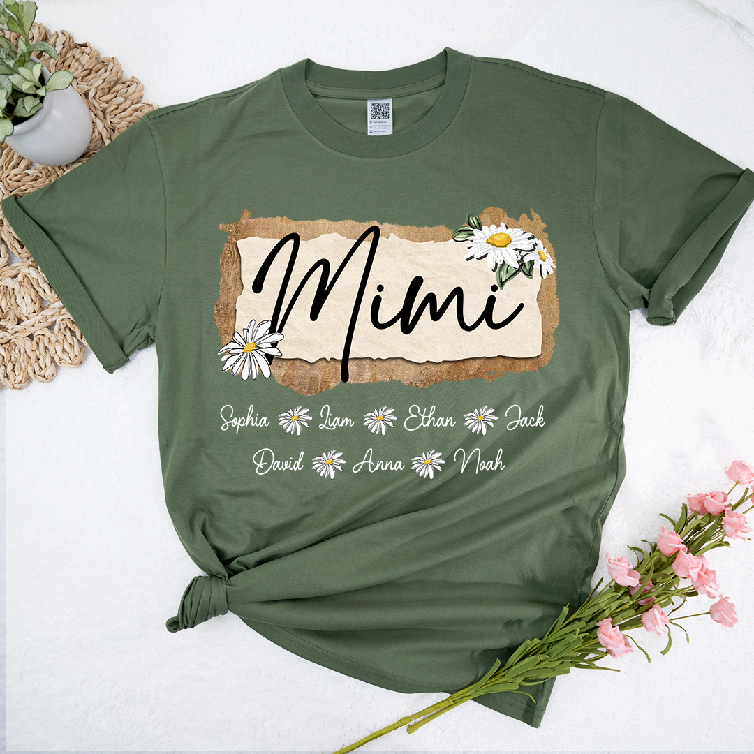 Custom Mimi T-Shirt, Floral Daisy Design,Great Gift for Mimi Grandma And Kids