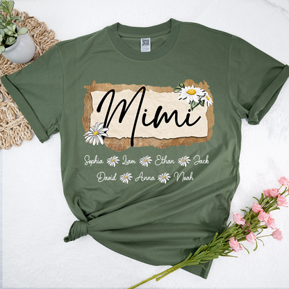 Custom Mimi T-Shirt, Floral Daisy Design,Great Gift for Mimi Grandma And Kids