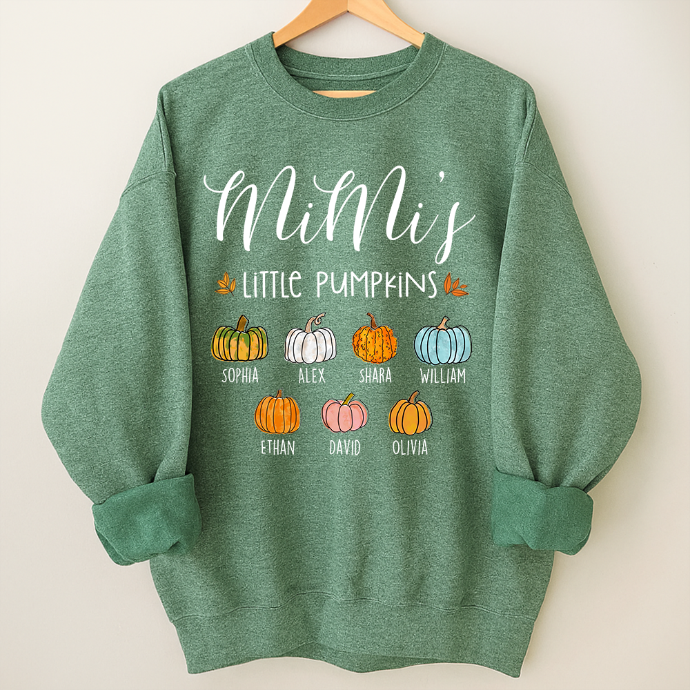 Personalized Mimi's Little Pumpkins Shirt, Custom Grandkids Names Fall Pumpkin Sweatshirt, Grandma Autumn Gift