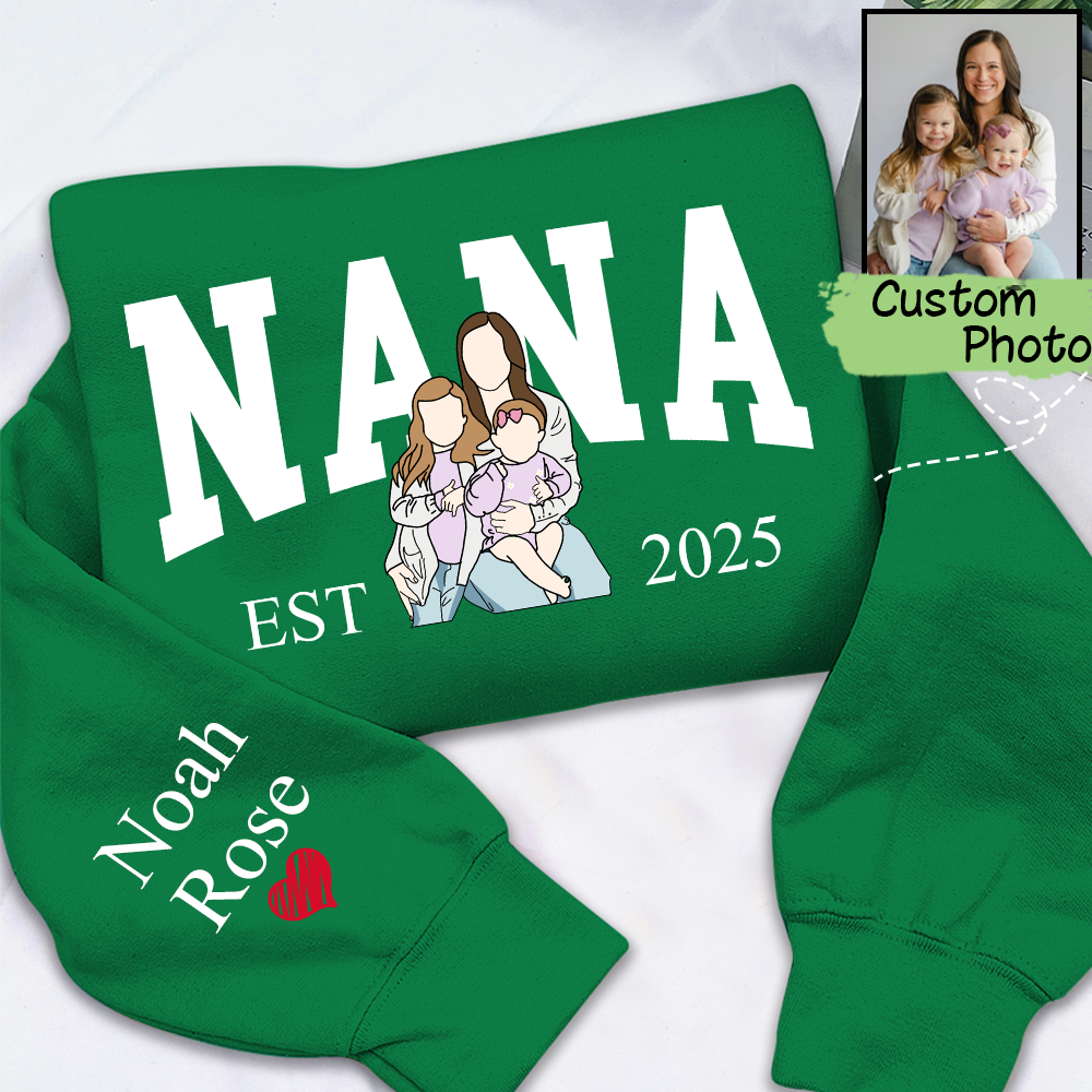 Personalized Custom Photo Portrait, Giver Custom Nana And Kids For Family Gift