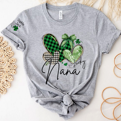 Lucky Nana Heart St Patrick’s Day T-Shirt, Gift For Grandma And Kids