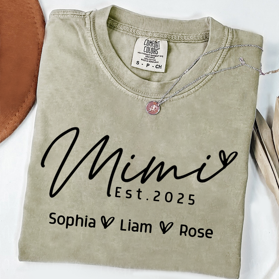 Comfort Colors® Minimalist Custom Name Shirt, Mimi And Kids Family Gift