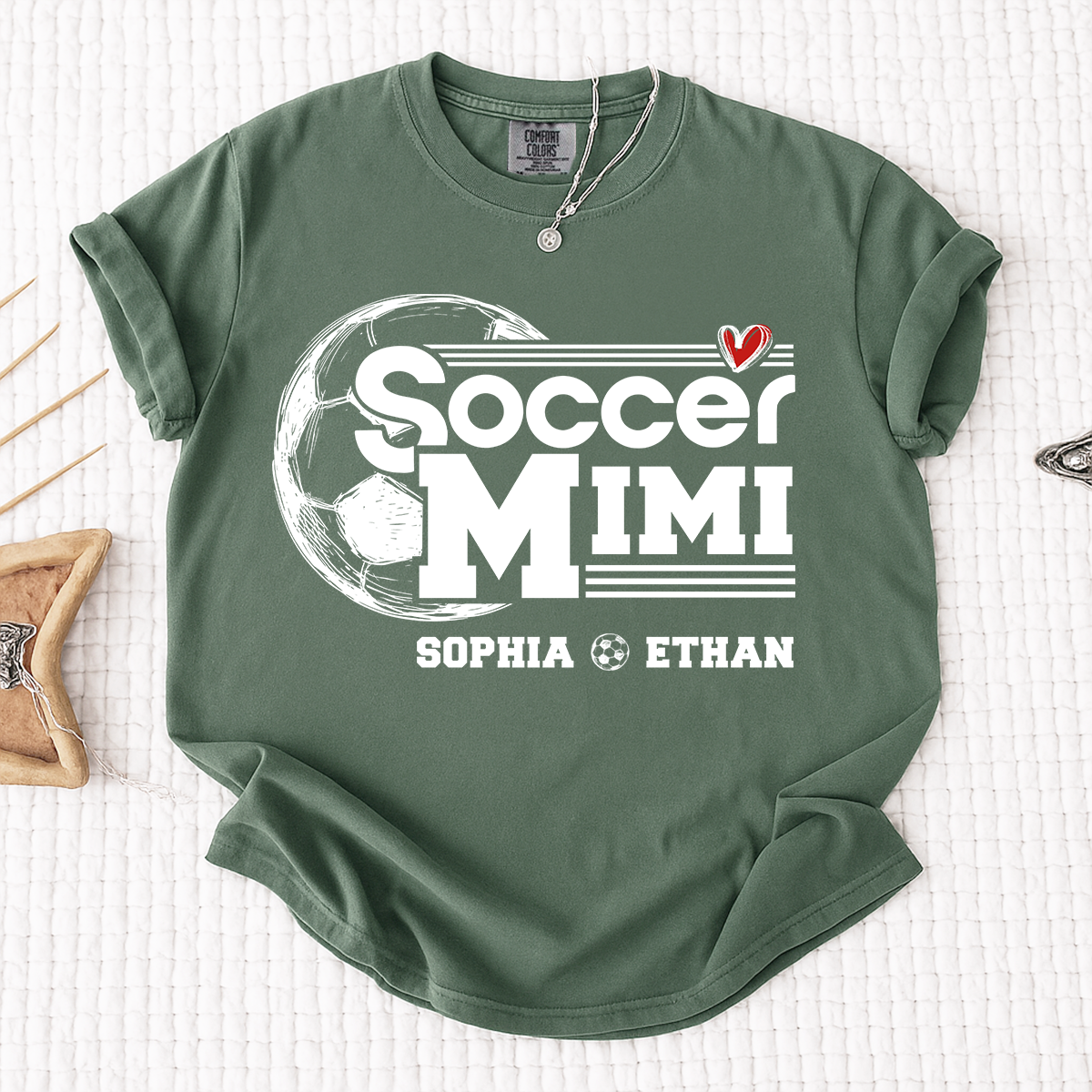 Comfort Colors® Soccer Mimi Shirt, Personalized Grandma Tee, Customize with Names