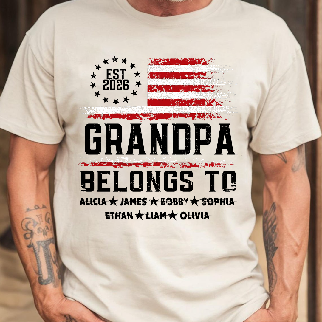 Custom Granpa Belongs To, Personalized Gift For Grandpa And Grandchildren, Patriotic Gift For Grandpa