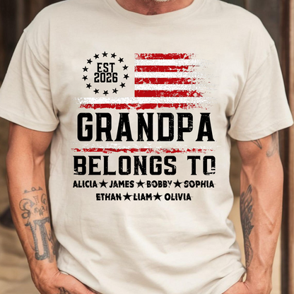 Custom Granpa Belongs To, Personalized Gift For Grandpa And Grandchildren, Patriotic Gift For Grandpa