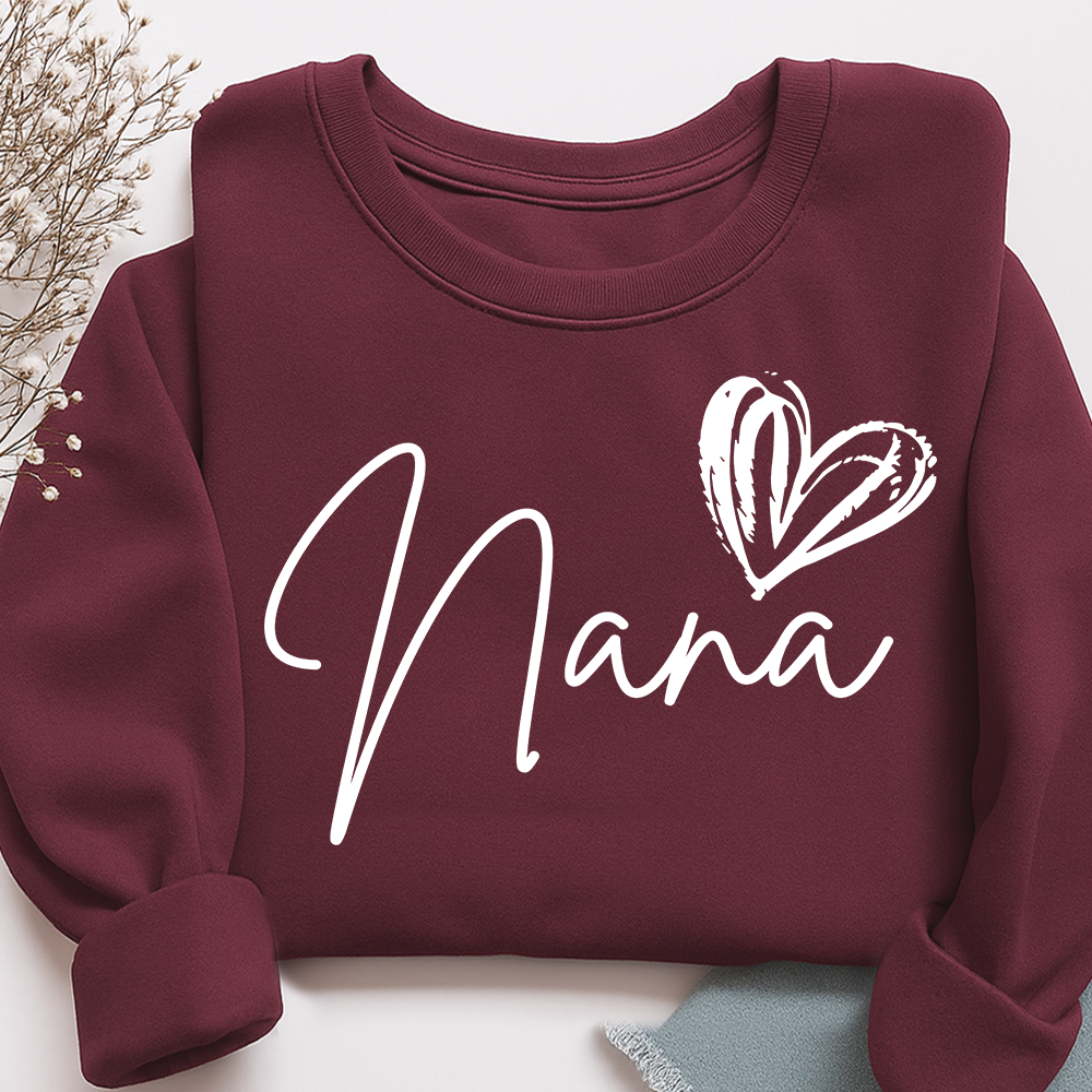 Custom Nana Heart Sweatshirt, Custom Gifts for Grandma and Grandchild