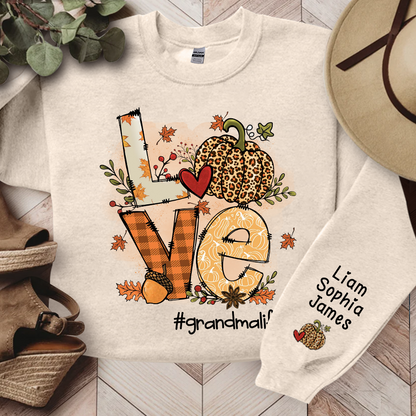 Love Grandma Life Pumpkin Fall Autumn, Custom Grandma And Grandkids, Grandma Gift, Autumn Gift TH Sweatshirt
