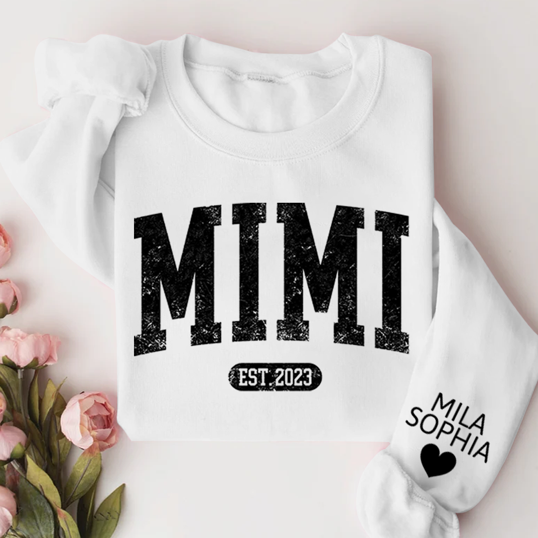 Custom Mimi Nana Grammy Est with Granddaughter and Grandson Names Sweatshirt