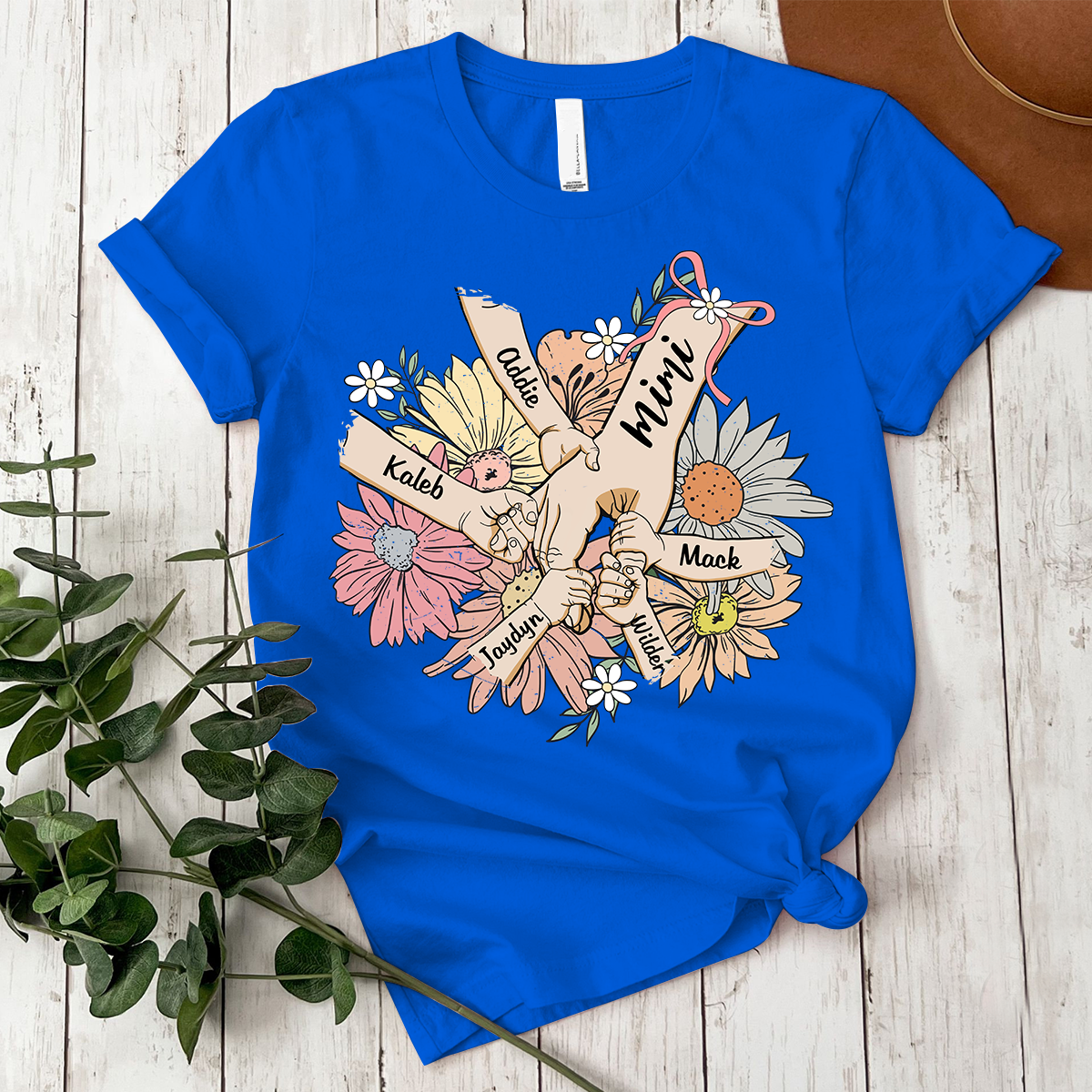 Custom Grandma Hand Retro flower Shirt, Personalized Nickname And Grandkids, Gift For Mother's Day