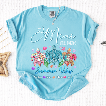 Comfort Colors® Gigi Personalized Turtle Mom Shirt with Children’s Names, Fun and Cute Grandma Shirt