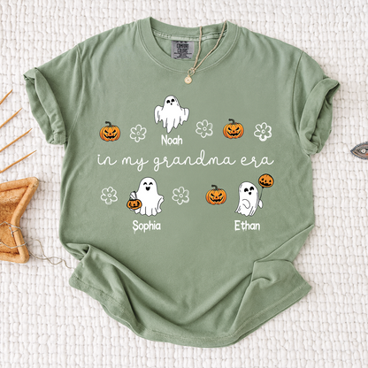 Comfort Colors® In My Grandma Era Halloween Tee, Custom Gifts for Grandma and Grandchild