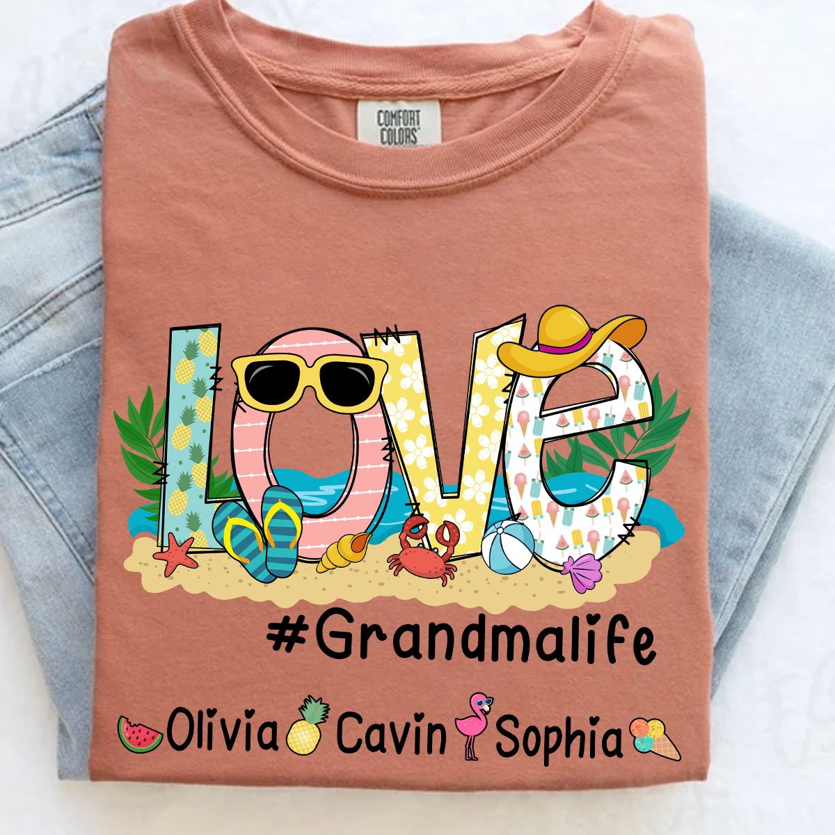Comfort Colors® Love Grandma Life Beach T-Shirt, Gift For Grandma T-Shirt