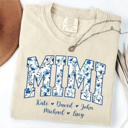 Comfort Colors® T-Shirt Personalized Blue Gigi, Custom Grandma and Kids