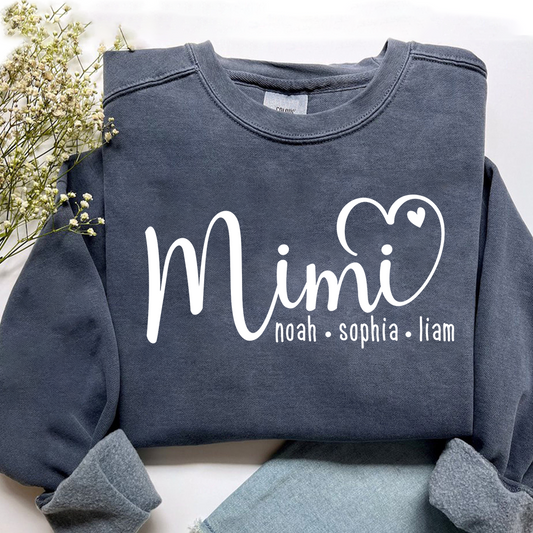 Personalized Mimi Sweatshirt, Custom Name Est. 2025 Grandma Holiday Gift