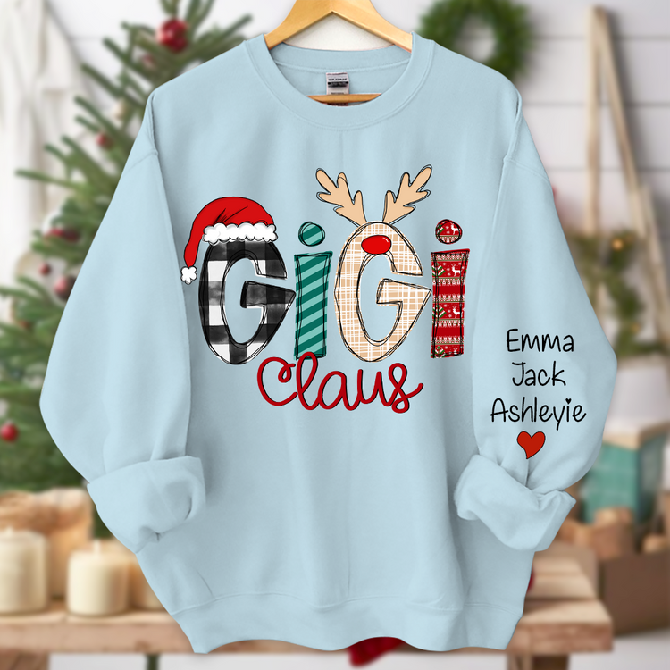 Personalized Gigi Claus Christmas Sweatshirt 2025, Custom Grandma Nana Claus Hoodie, Holiday Gift for Mom and Grandma