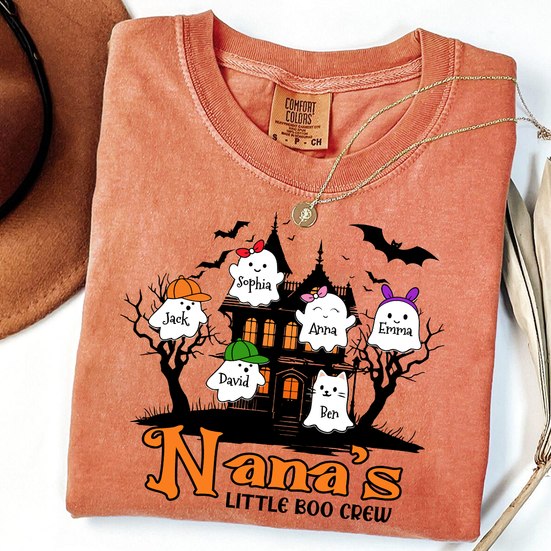 Comfort Colors® Personalized Grandma’s Little Boo Crew Halloween Sweatshirt With Grandkids Names