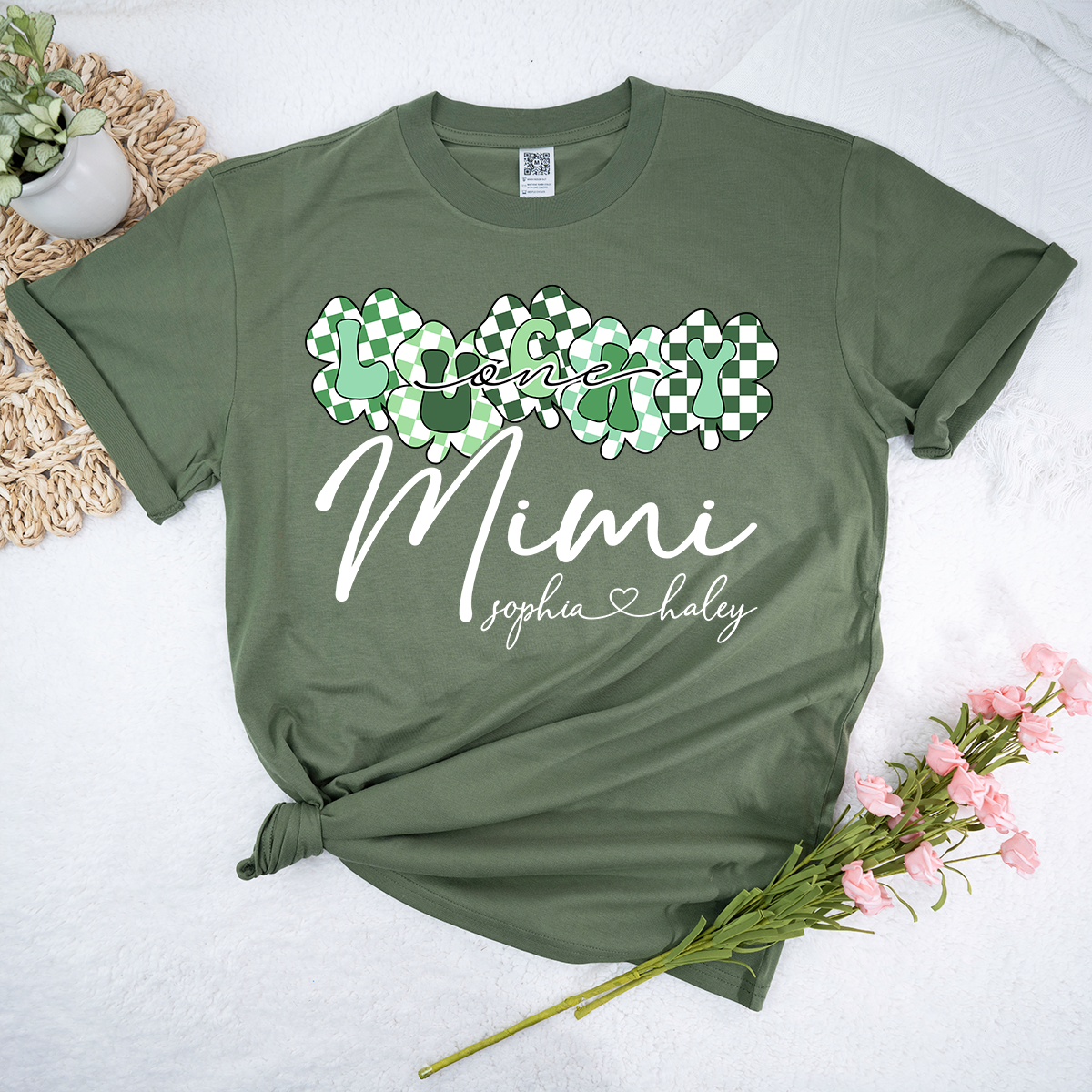 Custom Mimi Shirt with Grandchildren Names, Lucky Clover St Patrick’s Day Grandma Tee, Personalized Irish Style Family Shirt