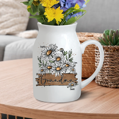 Daisy Wildflowers Grandma And Kids - Custom Home Decoration Flower Vase According To Family Requirements, Ceramic Flower Vase