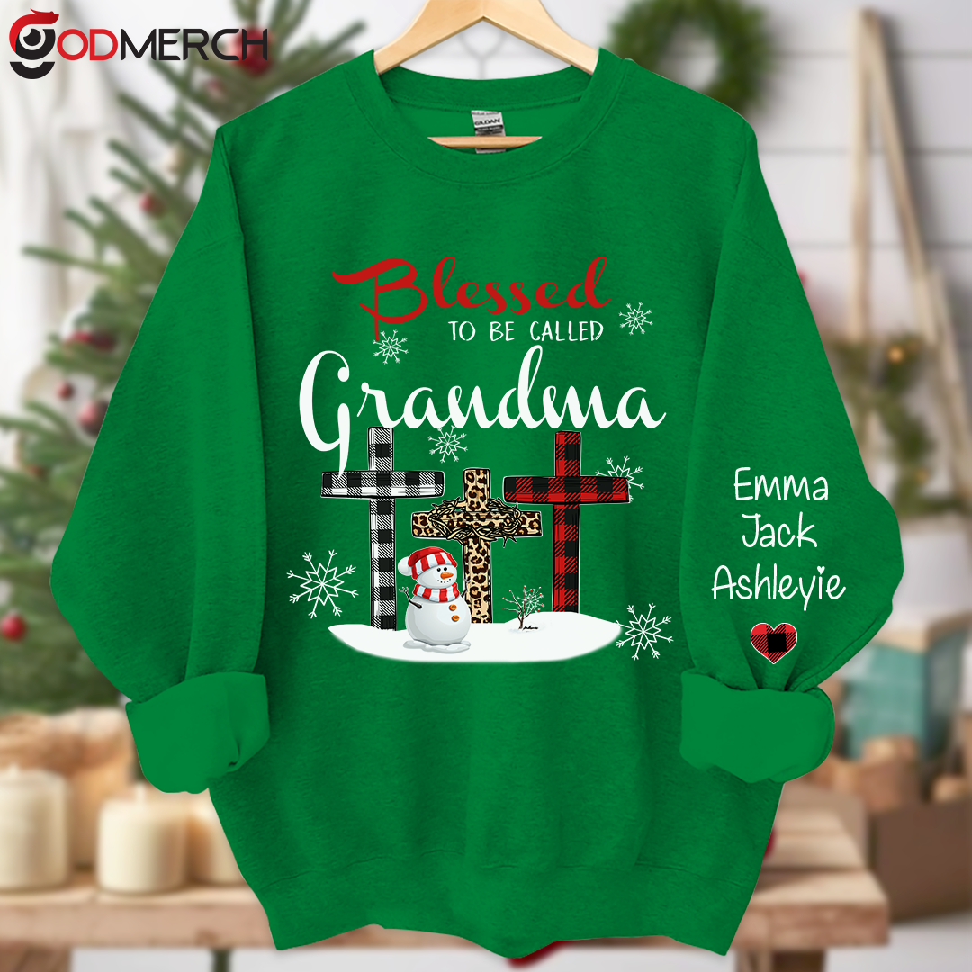Blessed To Be Called Grandma Snowman Christmas Sweatshirt