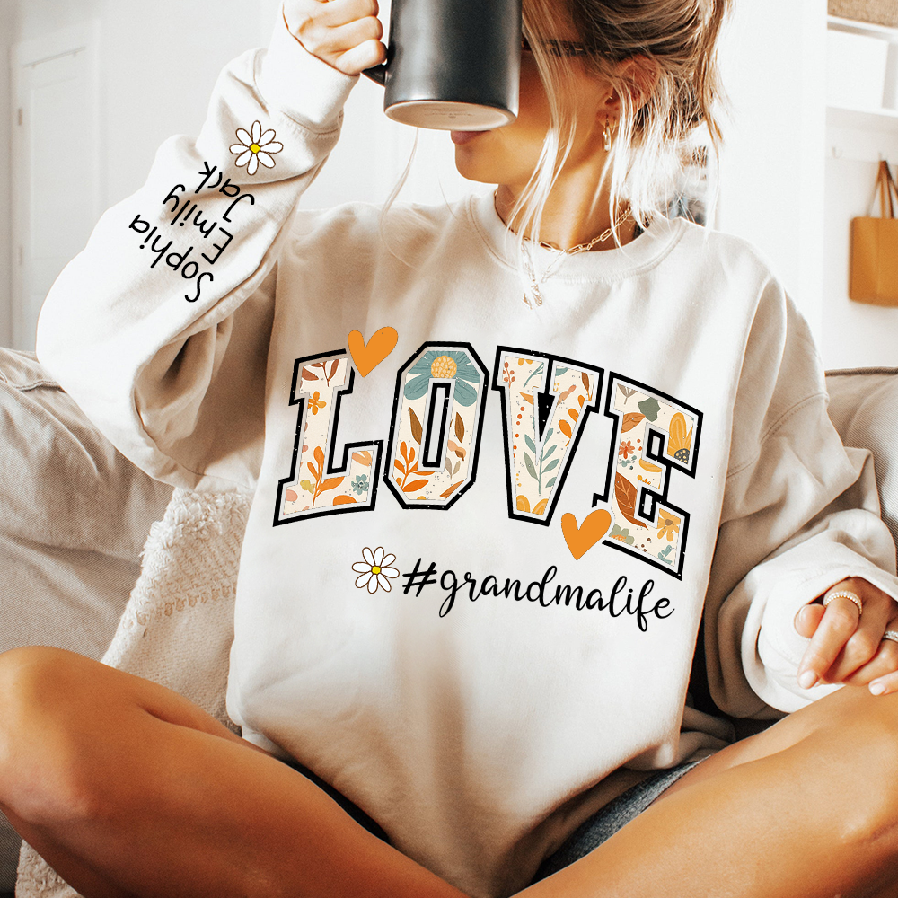 Customized Fall Grandma Life Pumpkin Sweatshirt, Personalized for Grandma And Kids