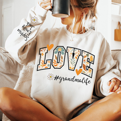 Customized Fall Grandma Life Pumpkin Sweatshirt, Personalized for Grandma And Kids