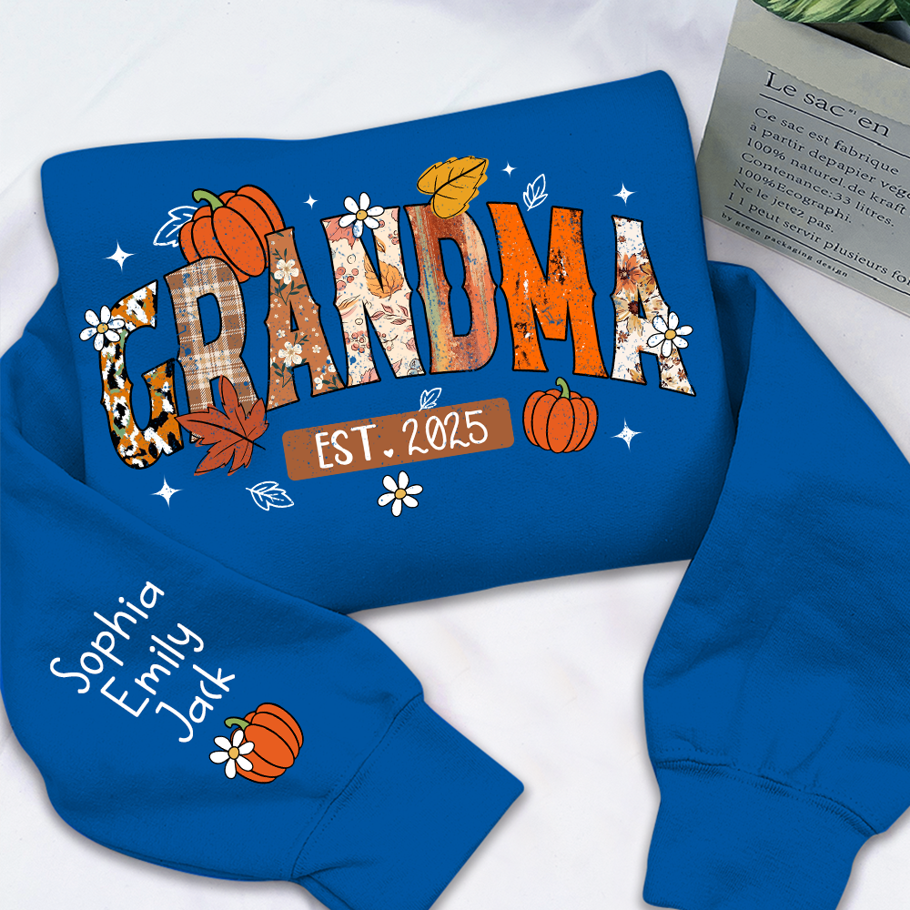 Custom Grandma Pumkin Sweatshirt, Personalized For Grandma And Kids