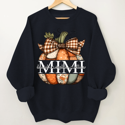 Personalized Fall Pumpkin Sweatshirt – Custom Initial Monogram with Family Names, Cozy Autumn Crewneck for Women