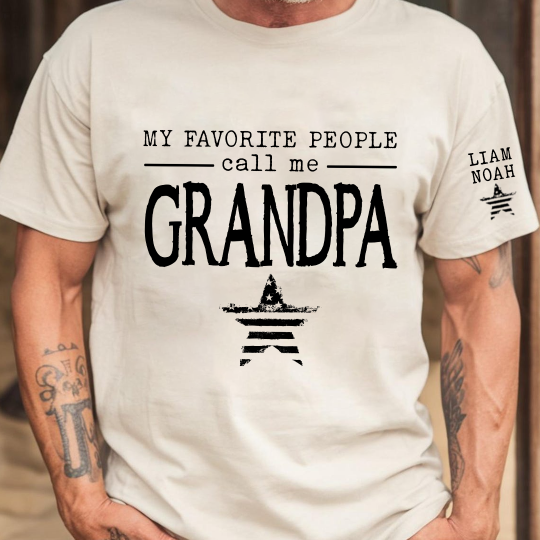 My Favorite People Call Me Grandpa Shirt, Custom T-Shirt with Kids' Names, Perfect Gift for Grandpa
