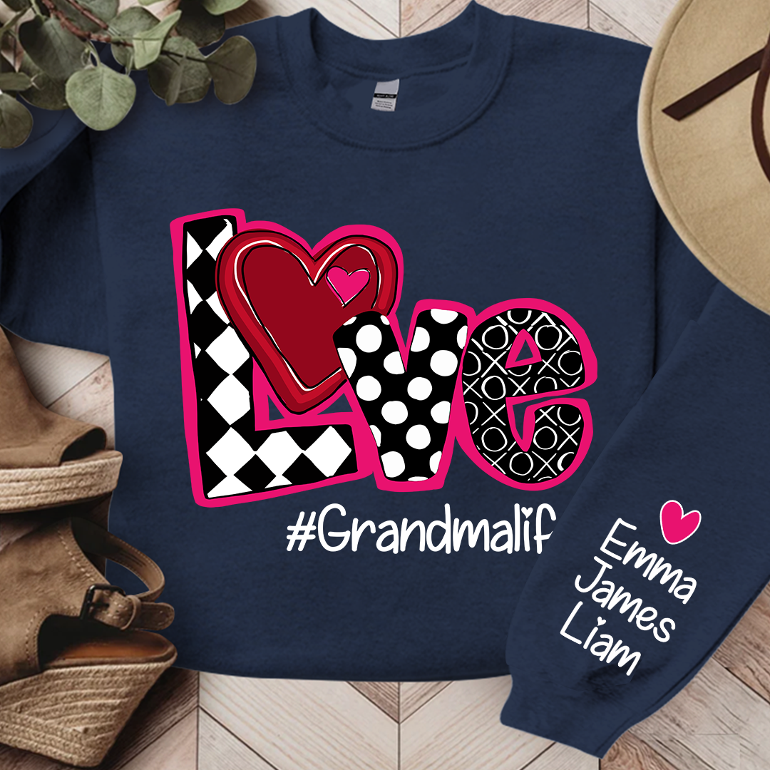 Love Valentine Sweatshirt, Custom Grandma With Kids, Grandma Gift Valentine TH Sweatshirt