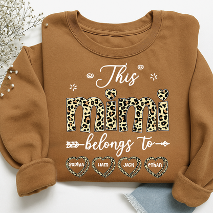 Personalized This Mimi Belongs To Sweatshirt, Custom Leopard Print Names