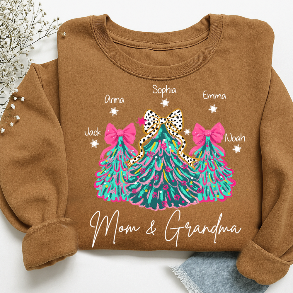 Personalized Mom & Grandma Tree Christmas Sweatshirt, Customized Gifts for Grandma and Kids