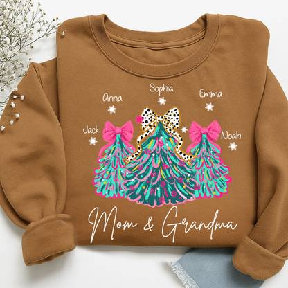 Personalized Mom & Grandma Tree Christmas Sweatshirt, Customized Gifts for Grandma and Kids