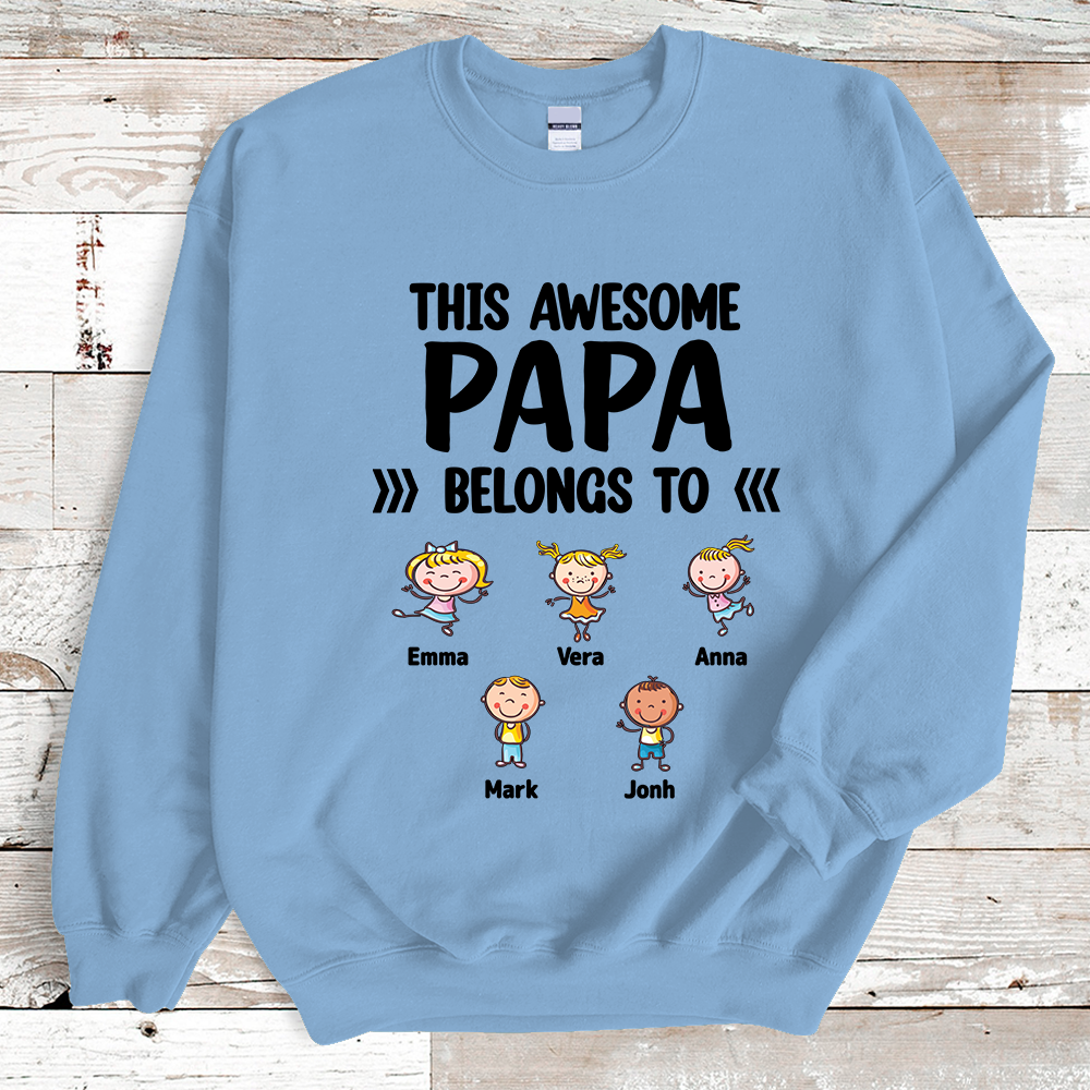 Custom This Awesome Papa Belongs to Grandkids Name Sweatshirt