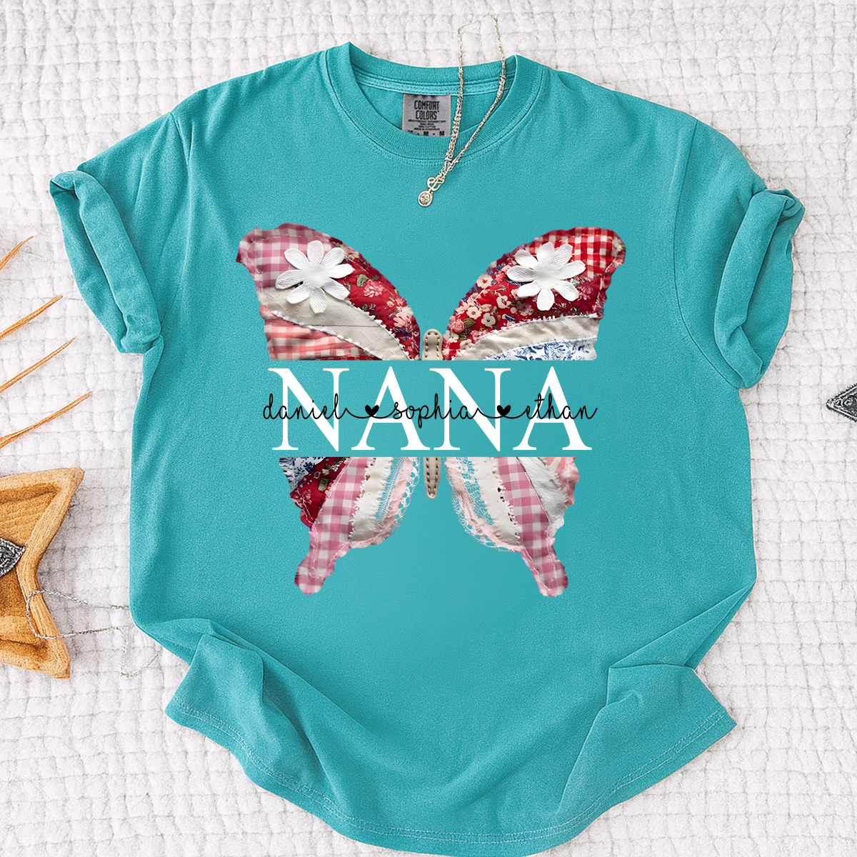 Comfort Colors Custom Nana Butterfly Shirt, Personalized Grandmother T Shirt with Grandkids Names, Perfect Gift for Mother's Day, Birthday