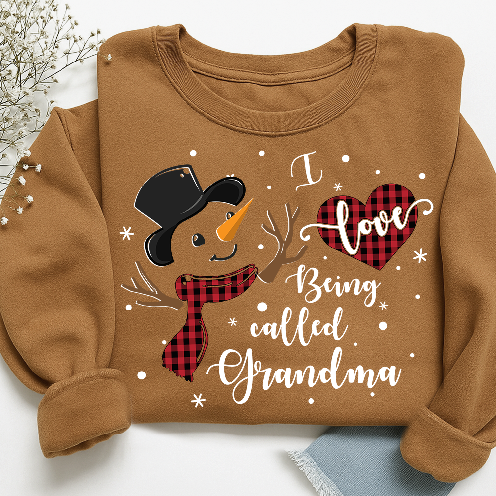 I Love Being Called Grandma Shirt, Cozy Holiday Sweatshirt for Gift Grandma And Kids