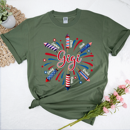 Personalized Gigi 4th July Independence Day American Flag T-Shirt, Patriotic Gift For Grandma And Kids