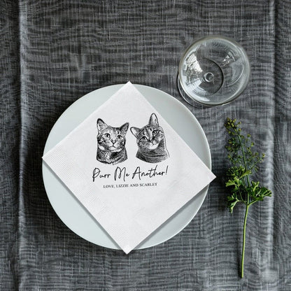 Personalized Pet Outline Wedding Napkins,Custom Cat Cocktail Napkins,Custom Pet Napkins,Customized Pet Napkins,Custom Glass Cocktail Napkins