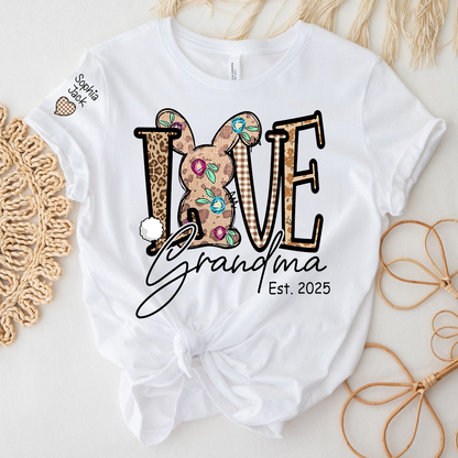 Personalized Love Gigi Easter T Shirt, Bunny And Egg Design With Names For Grandma