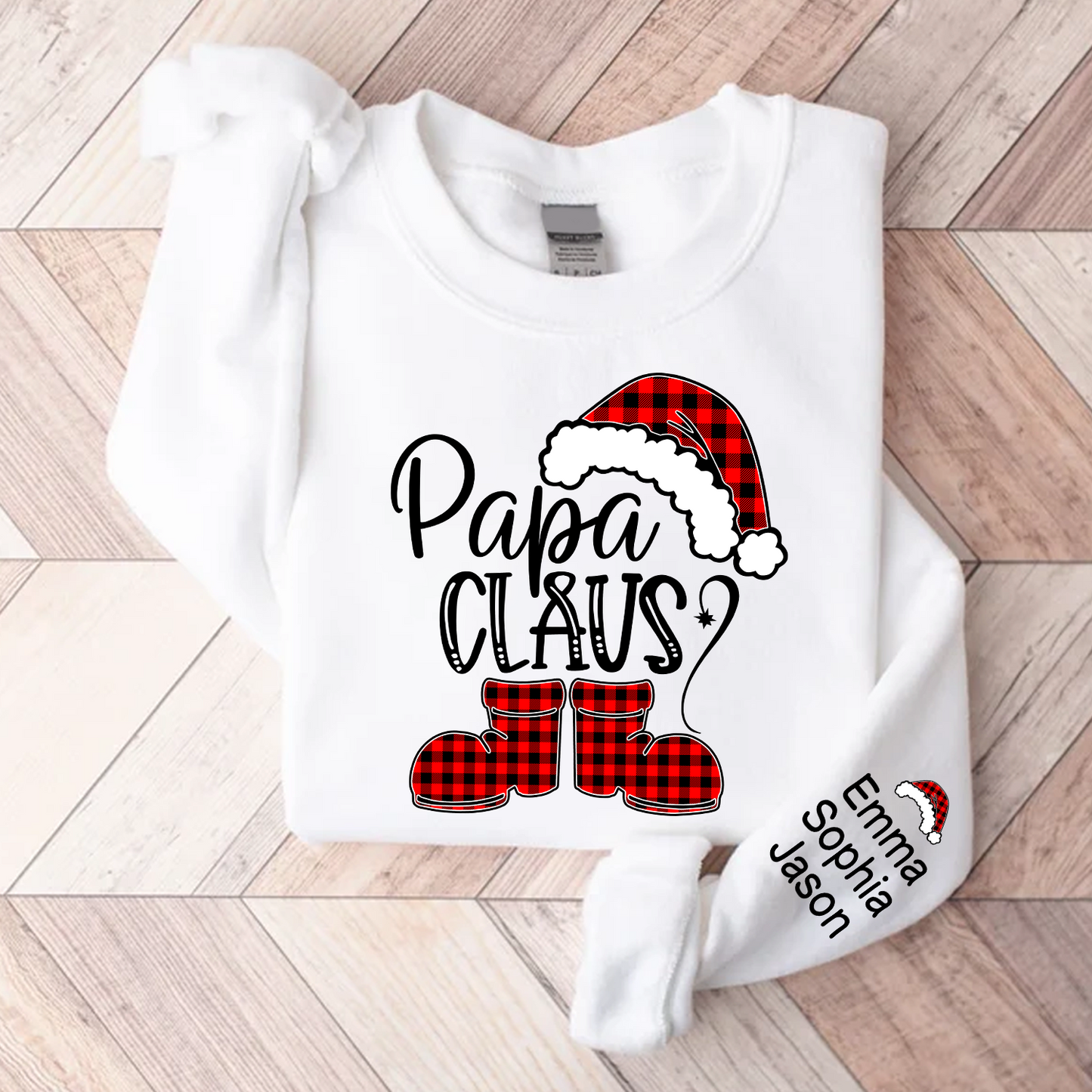 Personalized Papa Claus, Custom Papa With Kids, Grandpa Gift TH Sweatshirt