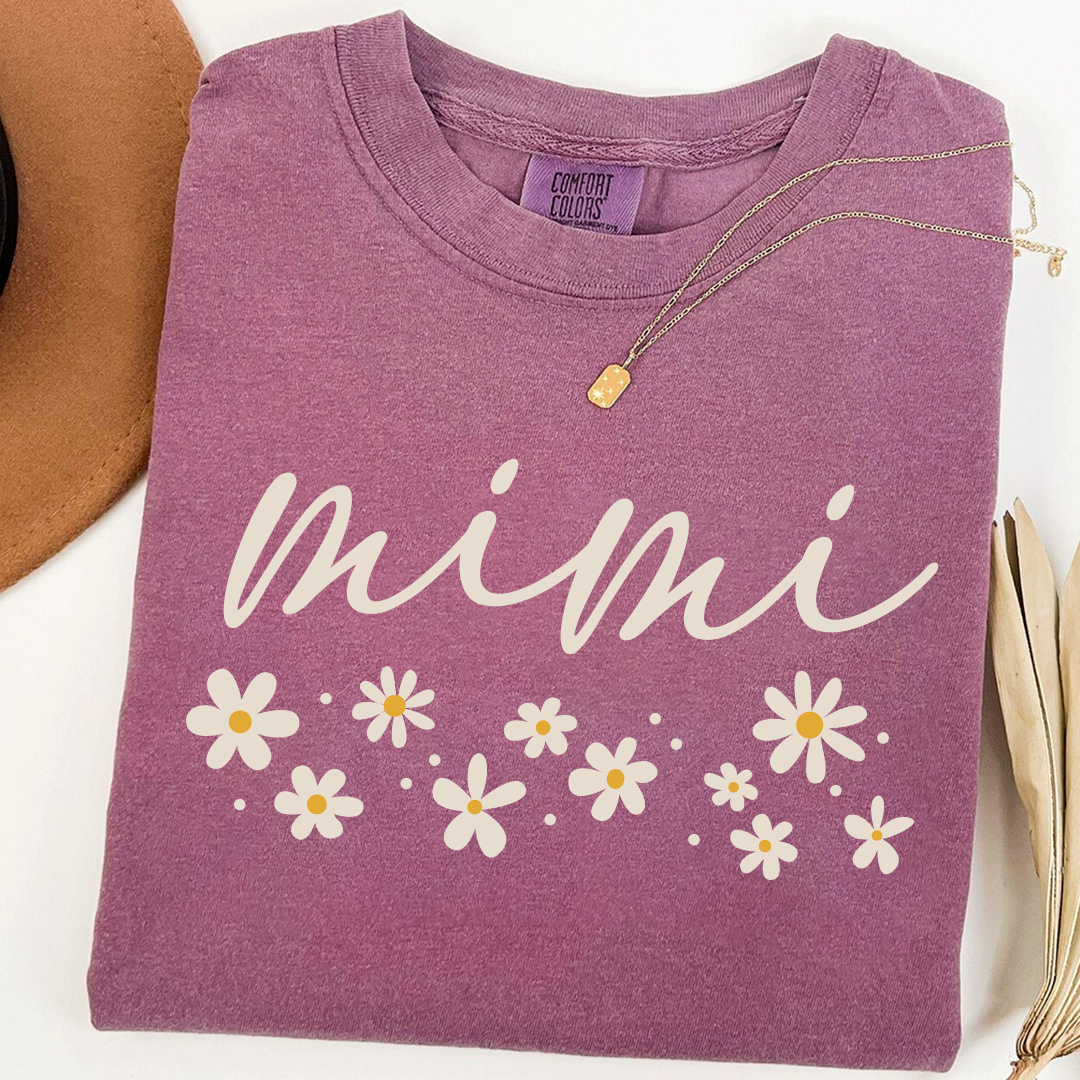 Comfort Colors® Floral Daisy T-Shirt, Custom Nicknames for Mimi And Kids