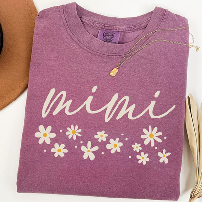 Comfort Colors® Floral Daisy T-Shirt, Custom Nicknames for Mimi And Kids